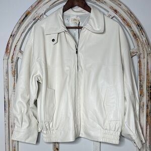 Elan Cream Vegan Leather 90’s Jacket- Size Medium NWT